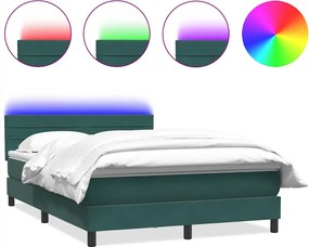 3317034 vidaXL Боксспринг легло с матрак и LED, тъмнозелено, 160x220 см, кадифе