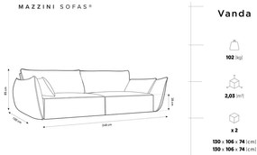 Сив диван 248 см Vanda - Mazzini Sofas