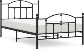 353453 vidaXL Метална рамка за легло с горна и долна табла, черна, 107x203 см