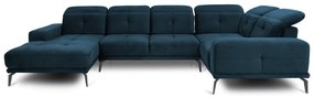 Тъмносин кадифен ъглов диван (десен ъгъл/U форма) Neviro – ELTAP