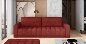 Червен кадифен разтегателен диван с място за съхранение 247 cm Lazaro – ELTAP