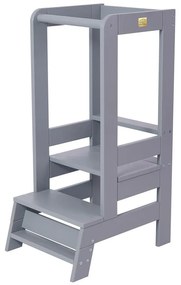 Сива учебна кула от масивен бор Montessori – Meowbaby