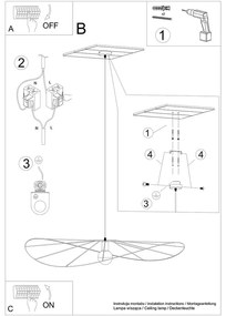 Черно висящо осветително тяло ø 110 cm Elliot - Sollux