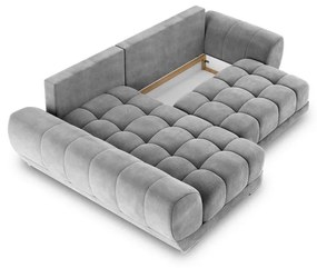 Сив ъглов разтегателен диван с кадифена тапицерия, ляв ъгъл Nuage - Windsor &amp; Co Sofas