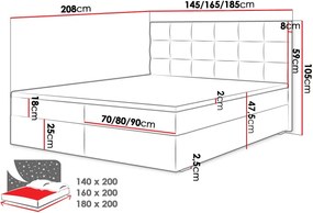 Тапицирано легло Fado II with mattress and topper-Prasino-140 x 200