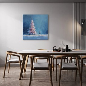 Картина на платно – Зимна приказка с коледно дърво