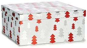 Комплект Декоративни Кутии Коледно дърво Коледа 10 Части Червен Сребрист Бял Картон