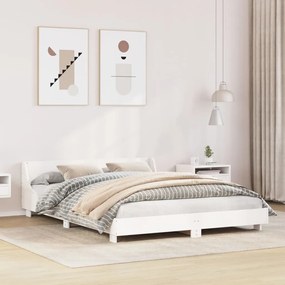 850726 vidaXL Рамка за легло без матрак, бял, 150x200 см, бор масив