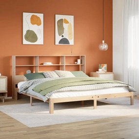 3322570 vidaXL Легло с етажерка за книги, без матрак, 200x200 см, бор масив