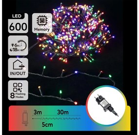 Aigostar - LED RGBY Външен коледен гирлянд 600xLED/6W/230V/8 функции 30m IP44
