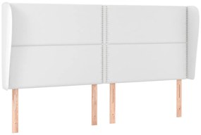 3117925 vidaXL Горна табла с уши, бяла, 203x23x118/128 см, изкуствена кожа