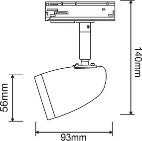 Спот за двупроводна шина TS75GU3CW, бял мат, 1хGU10