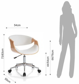 Офис стол от имитация на кожа в бял и естествен цвят Visby – Tomasucci