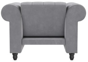 Светлосиво кадифено кресло Chesterfield Felix – Støraa