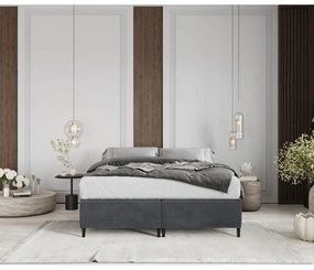 Антрацитно тапицирано двойно легло с място за съхранение 160x200 cm Tate – Maison de Rêve