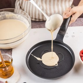 Тиган за палачинки Klausberg KB 7971, 18 см, Релефно дъно с усмивка, Незалепващо покритие, Без PFOA, Индукция, Черен