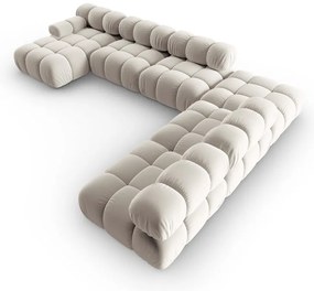 Бежов кадифен модулен ъглов диван (десен ъгъл/U форма) Bellis – Micadoni