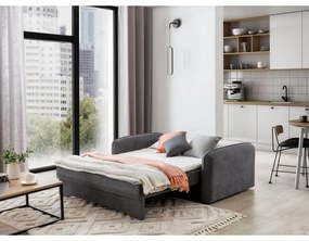 Сив шенилов разтегателен диван с място за съхранение 155 cm Laine – ELTAP