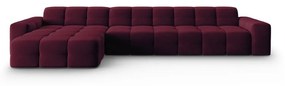 Ъглов диван от кадифе в цвят бордо (ляв ъгъл) Kendal - Micadoni Home