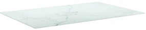 322259 vidaXL Плот за маса бял 100x62см 8мм закалено стъкло с мраморен дизайн