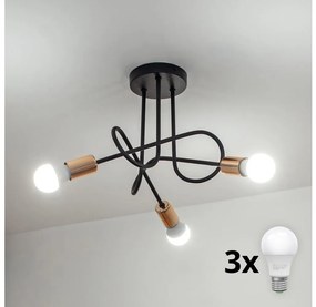 LED плафон OXFORD 3xE27/15W/230V, черен