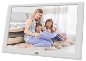 Sencor - Дигитална фоторамка с високоговорител, 230V, бяла + дистанционно управление