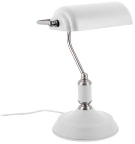 Бяла настолна лампа със сребърни детайли Bank - Leitmotiv