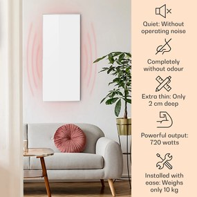 Klarstein Wonderwall Air 72, инфрачервен нагревател, 120 х 60 см, 720 W, монтиран на стена, дистанционно управление, бял