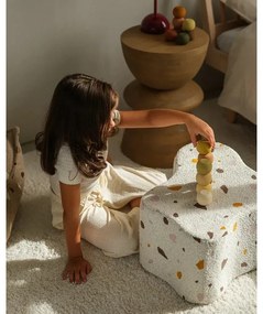 Бял детски пуф от букле и шенил Terrazzo Cloud – Wigiwama