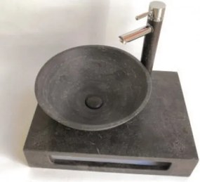 Мивка с плот за баня ICL 5842BL, стенен монтаж, мрамор, син, 65x42x12см