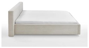 Бежово тапицирано двойно легло с място за съхранение и решетка 180x200 cm Cube - Meise Möbel