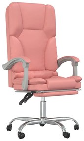 349681 vidaXL Масажен наклоняем офис стол, розов, изкуствена кожа