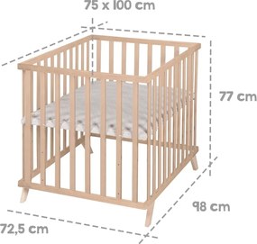 Кошара за игра от масивен бук с регулируема височина 75x100 cm в естествен цвят Lil Planet – Roba