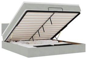 3312632 vidaXL Османска легло с матрак и LED, светлосиво, 160x200 см, кадифе