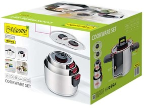 Касерола с Капак Feel Maestro MR-3530-6 Черно-червен Стомана Неръждаема стомана Пластмаса Ø 24 cm Ø 20 cm Ø 16 cm 1,5 L 5,8 L 3,