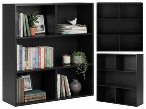 Модерен черен рафт - триетажен рафт за книги, декорации и играчки