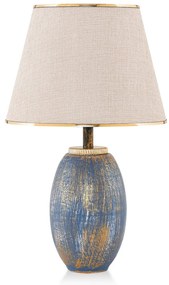 Синьо-кремава настолна лампа с текстилен абажур (височина 50 cm) Yakamoz – Opviq lights