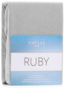 Светлосив еластичен чаршаф от тери 140x200 cm Ruby – Restilo