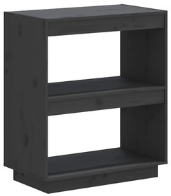 810861 vidaXL Библиотека, сива, 60x35x71 см, борово дърво масив