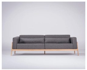 Тъмно сив диван със структура от дъбова дървесина , 240 см Fawn - Gazzda