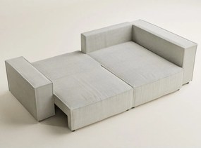 Кремав сгъваем/с място за съхранение ъглов диван от рипсено кадифе (десен ъгъл/L форма) Tonga – Maison de Rêve