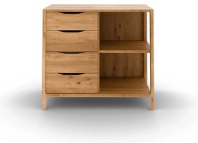 Нисък скрин от масивен дъб в естествен цвят 95x80 cm Twig – The Beds