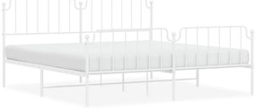 373960 vidaXL Метална рамка за легло с горна и долна табла, бяла, 193x203 см