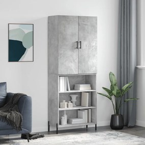 3196079 vidaXL Висок шкаф, бетонно сив, 69,5x34x180 см, инженерно дърво