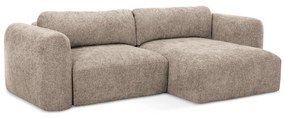 Светлокафяв шенилов разтегателен ъглов диван с място за съхранение (десен ъгъл) Mele – Makamii