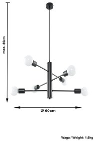 Черна висяща лампа 6 Donato - Nice Lamps