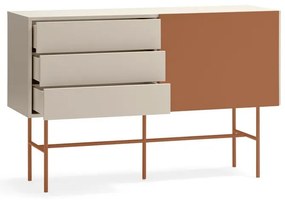 Нисък скрин с плъзгащи се врати в светлосиво-тухлено 140x91 cm Nube - Teulat