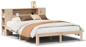 3322517 vidaXL Легло с етажерка за книги, без матрак, 150x200 см, бор масив