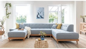 Светлосин U-образен разтегателен диван, десен ъгъл Dazzling Daisy - Miuform