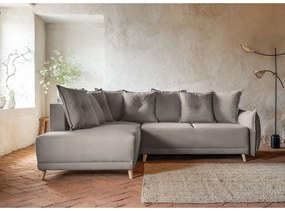 Светлокафяв велурен разтегателен диван (ляв ъгъл) Lazy Lukka - Miuform